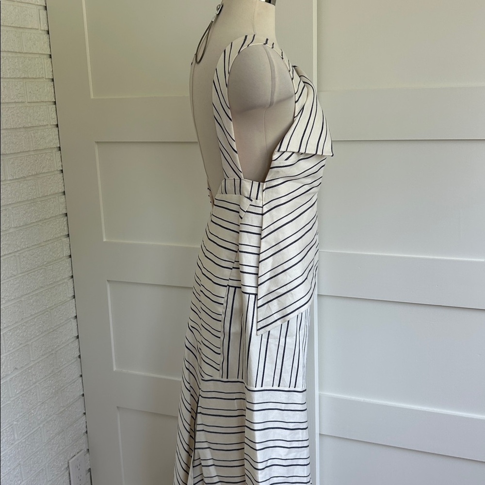 ACLER- Strand midi dress asymmetrical panels in navy and cream handkerchief hem - Picture 10 of 12